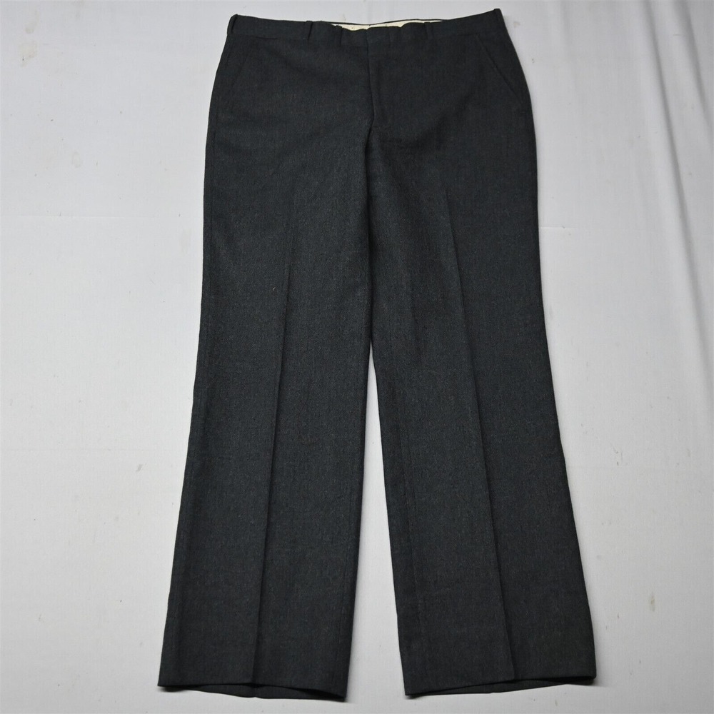 Vtg Corbin Natural Shoulder Trousers 34x30 Gray Flannel Wool Mens Dress Pants